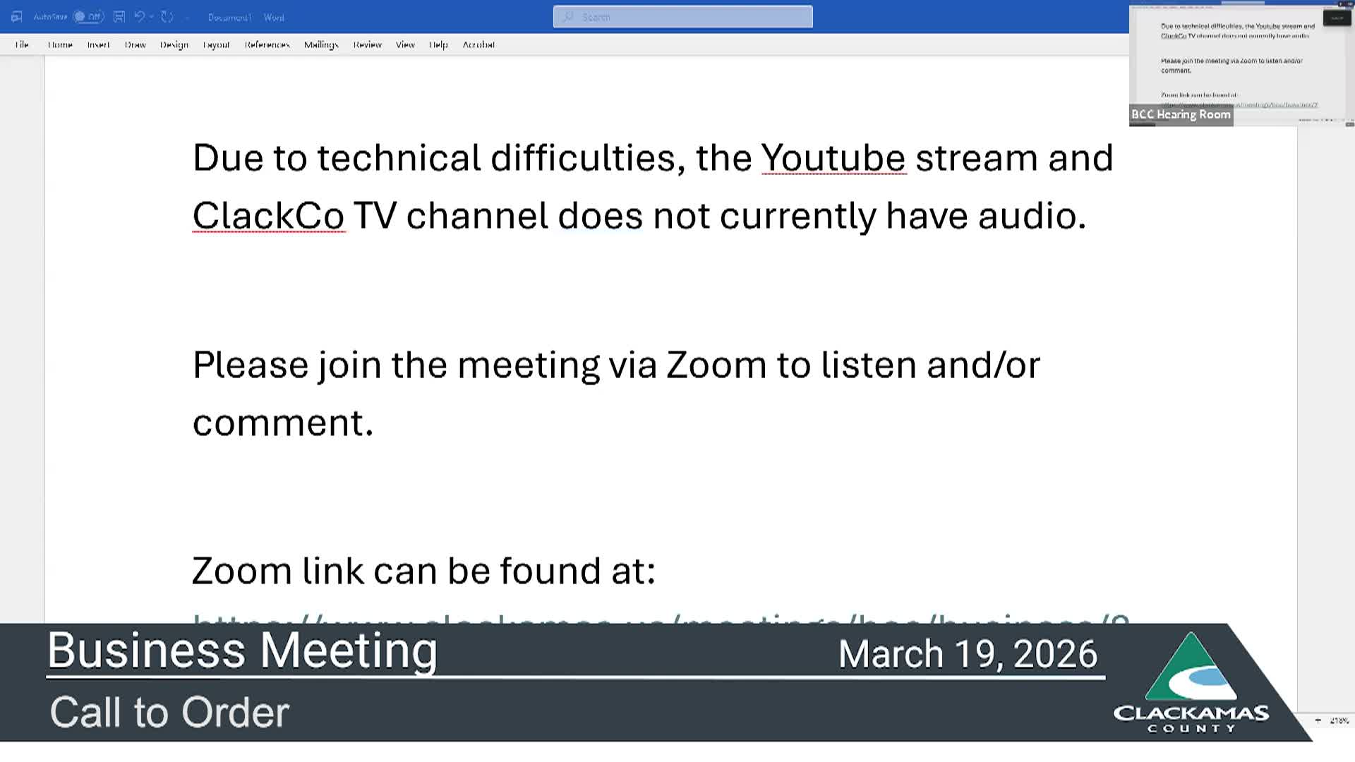 Board of Clackamas County Commissioners - 03/19